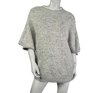 Lou & Grey Poncho Dolman Batwing Marled Sweater - Layering Cream & Grey Sz. XS/S